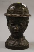American School 20th Century Portrait Bust of a Girl with Hat