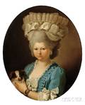 Continental School 18th Century Style Young Woman with a King Charles Spaniel