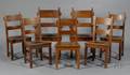 Seven Gustav Stickley Arts  Crafts Chairs