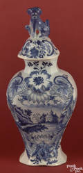English blue and white Delft lidded canister