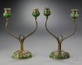 Pair of Tiffany Glass  Decorating Co Candelabra