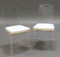 Two Lucite and White Upholstered Chairs