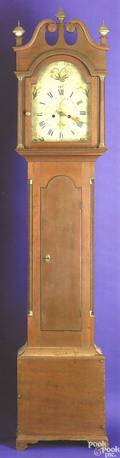 New England stained maple tall case clock ca 1810