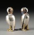 Pair of Mexican Silver and Mixedmetal Parrots