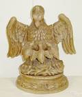 Folk art carved mahogany figural group of spread winged eagle and eagletts 19th c
