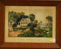 Framed Currier  Ives Handcolored Lithograph American Homestead Summer