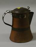 Bodine Pottery Tinmounted Stoneware Coffeepot
