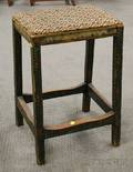 Country Polychrome Paint Decorated Stool with Splayed Legs