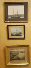 Three Framed Late 19thEarly 20th Century Photographs of Ships and Harbor Scenes
