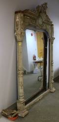 Large Painted Victorian Renaissance Revival Carved Wood Overmantel Mirror