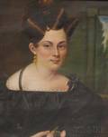 19th Century American School Oil on Canvas Portrait of Lady