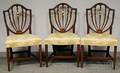 Set of Three Federalstyle Upholstered Inlaid Mahogany Shieldback Side Chairs