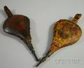 Two Polychrome Paint Decorated Wood and Leather Bellows