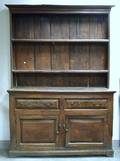 English Provincial Elm Stepback Pewter Dresser