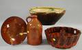 Four Glazed and Decorated Redware Items