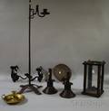 Eight Pieces of Metal and Wooden Lighting