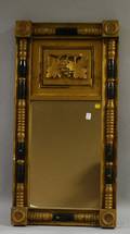Goldpainted and Partialebonized Wooden Splitbaluster Mirror with Grapevine Tablet