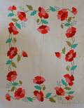 Handstitched and Embroidered Cotton Applique Poppies Pattern Quilt