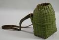 Small Greenpainted Woven Splint Backpack Basket