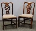 Pair of Chippendale Carved Walnut Side Chairs with Upholstered Slip Seats