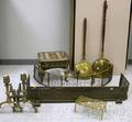 Eight Brass Fireplace and Hearth Items