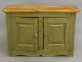 Small Greenpainted Pine TwoDoor Side Cabinet
