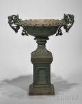 Victorianstyle Greenpainted Cast Iron Garden Urn