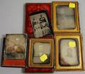 Three Cased Daguerreotype Portrait Photographs an Unframed Tintype Portrait and Daguerreotype Portrait Photograph