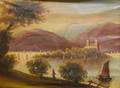 Framed 19th Century American School Oil on Canvas Lakeside Landscape
