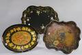 Three Victorian Gilt and Painted Floral Decorated Tole Trays