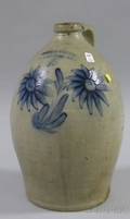 Cowden  Wilcox Harrisburg PA Ovoid Cobalt Sunflower Decorated ThreeGallon Jug
