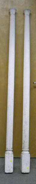 Pair of Architectural Whitepainted Wooden Fluted Columns