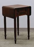 Late Federal Mahogany and Mahogany Veneer Dropleaf TwoDrawer Work Table