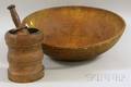 Large Turned Wooden Bowl a Burl Walnut Mortar and Pestle