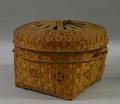 Northeast Polychrome Paint Decorated Woven Splint Covered Basket