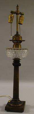 Bronze and Glass Oil Lamp Base