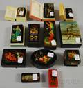 Twelve Small Modern Russian Lacquer Boxes