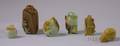 Six Carved Asian Jade and Stone Snuff Bottles and Other Items