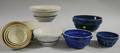 Two Sets of Graduated Banded and Blue Glazed Stoneware Kitchen Mixing Bowls