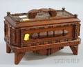 Small Tramp Art Notchcarved Wooden Footed Box with Cover