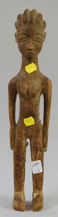 African Carved Wood Female Standing Figure
