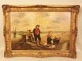Gilt Framed 19th C Oil on Canvas  Coastal Scene