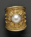 18kt Gold Mabe Pearl and Diamond Ring Elizabeth Gage