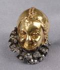 Antique 18kt Gold Silver and Diamond Cherub Brooch