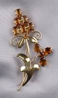 Retro 14kt Gold and Citrine Flower Brooch Wordley Allsopp  Bliss