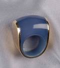 18kt Gold and Blue Chalcedony Hololith Ring Vhernier