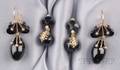 Two Pairs of Antique Onyx and Seed Pearl Earpendants