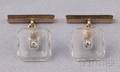 Rock Crystal and Diamond Cuff Links
