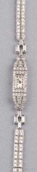 Art Deco Platinum and Diamond Wristwatch