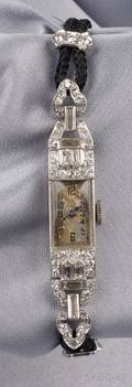 Art Deco Platinum and Diamond Wristwatch